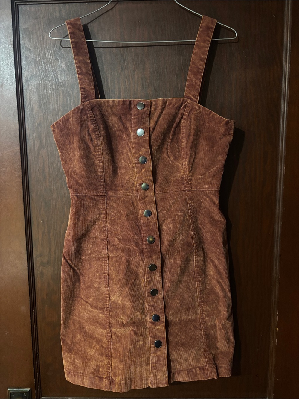 Women’s Rust Orange Suede Button-Front Mini Dress